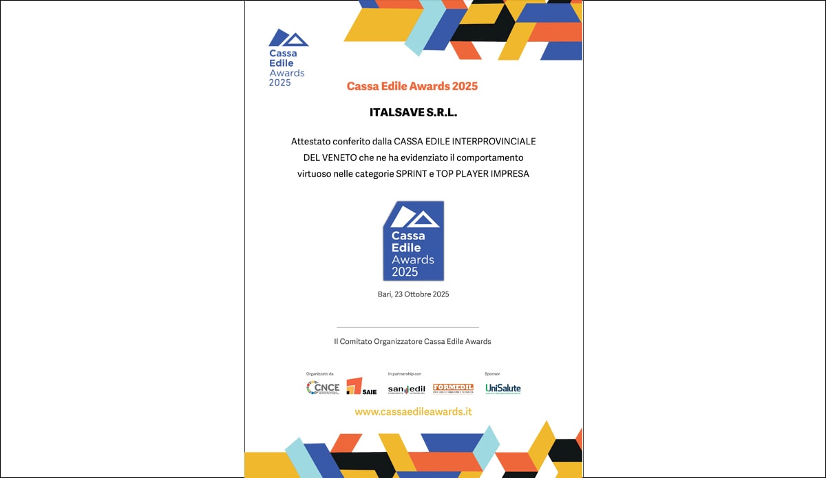 Attestato Cassa Edile Awards 2025